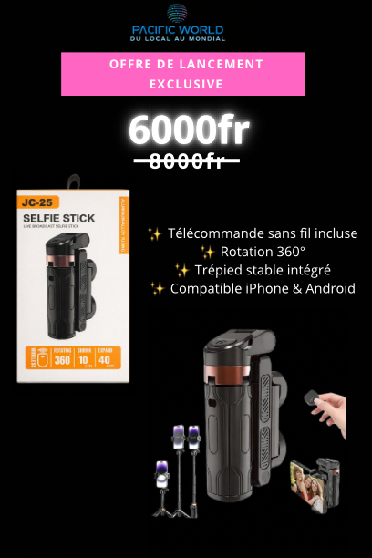 Mini perche selfie 3-en-1 avec support téléphone- Compact & Portable