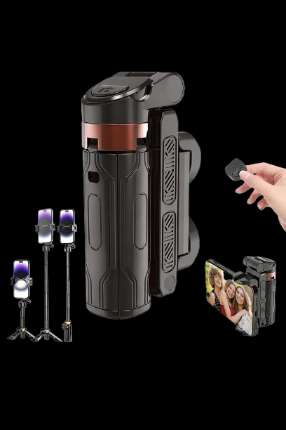 Mini perche selfie 3-en-1 avec support téléphone- Compact & Portable