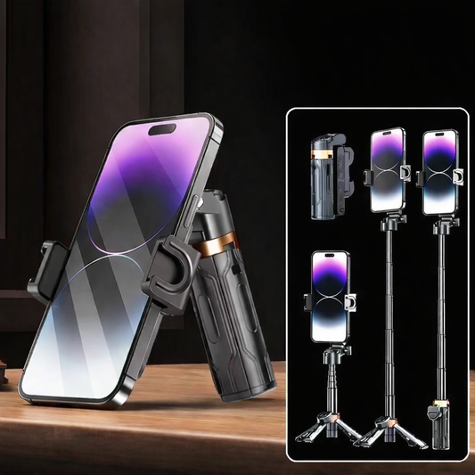 Mini perche selfie 3-en-1 avec support téléphone- Compact & Portable